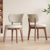 Silla de Comedor de Madera Maciza Color Crema, Conjunto de Mesa y Sillas de Comedor Moderno y Creativo, Silla de Comedor de Diseño para el Hogar, Silla Tapizada de Lujo Ligero de Gama Alta