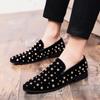 Cross-border 47 Tamanho Grande Novo Coreano Perna Masculina Dedos Pontudos Sapatos de Couro Strass Boate Cabeleireiro Personalizado Sapatos Masculinos Modernos