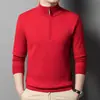 Suéter Engrosado para Hombre Invierno Nuevo Estilo Joven y de Edad Media Moda Casual Media Cremallera Cuello Alto Holgado Camisa Base Superior