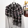 Bufanda de Imitación Cachemir Estilo Pequeño Fragante para Mujer Otoño e Invierno, Bufanda Cuadros Versátil Estilo Coreano de Gama Alta, Chal Cálido