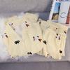 Pijama Feminino Primavera e Outono Novo Algodão Nuvem Amarelo Branco Cachorro Dachshund Manga Longa Calça Cardigan Roupa de Casa conjunto Roupa Externa