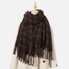 Cachecol Xadrez Transfronteiriço para Mulheres, Xale Quente de Inverno, Luxo Leve, Moda de Ponta, Estilo para o Dia a Dia, Cachecol Longo com Franjas, Atacado
