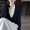 Conjunto de Dos Piezas de Punto Fino con Diseño de Cuello en U y Manga Larga Estilo Nuevo Elegante Otoño-Invierno Suéter de Punto Fino de Corte Holgado para Mujer Versátil Pulóver