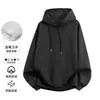 Moletom com Capuz Cor Sólida Personalizado Injeção Digital Transfronteiriça Outono Inverno Espessado com Pelúcia Interna Solto Tendência Marca Jovem Pulôver Outerwear
