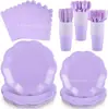 Suministros de Fiesta de Encaje Grande Más Vendidos en Amazon Transfronterizos, Platos de Papel Desechables, Vasos de Papel, Servilletas de Papel y Juego de Vajilla