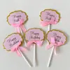Inserto para pastel de caligrafía, tapón de moño, 5 tarjetas, decoración de mesa de postres, tarjeta para escribir en pastel