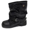 Botas femininas curtas de sola grossa 2026 primavera/outono novas botas de cano médio com salto alto bloco, botas estilo cavaleiro emagrecedoras