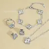 Conjunto de Joias de Aço Inoxidável Banhado a Ouro 18K, Trevo de Quatro Folhas, Colar, Pulseira e Brincos, Venda Quente Transfronteiriça, Atacado Direto da Fábrica