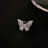 Pendientes de borla con forma de mariposa rosa y circonita plateada, elegantes y lujosos, para mujer.