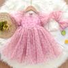 Vestido Infantil Verão 2023 Novo Saia Infantil Tesouro Saia de Gaze Bufante Vestido Princesa Menina Verão Manga Curta