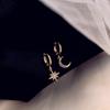 Artesanía de microincrustación clásica aretes asimétricos de estrella Luna full diamond aretes de temperamento de alta calidad Aretes de lujo ligero para mujer