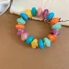 Collar Redondo de Acrílico con Degradado Color Dopamina, Cadena para Clavícula de Lujo Ligero de Nicho, Joyería Retro de Gama Alta Europea y Americana