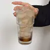 Taza de vidrio apilable estilo retro con rayas verticales para café, taza para latte americano helado, taza de café, taza de gran capacidad para bebidas, vaso de agua