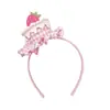 Faixa de Cabeça Doce Queijo~Bolo de Morango Rosa para Mulheres, Faixa Especial para Lavar o Rosto, Acessório de Cabelo Presilha de Cabelo Desenho Animado para Foto de Aniversário