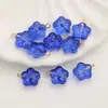 Colgante de Flor de Vidrio con Agujero Recto, Adorno de Flor de Cinco Pétalos, Cuentas Sueltas para Pulsera y Collar DIY, Materiales para Aretes con Borla Estilo Antiguo