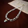 Colar Dupla Camada de Cristal Zircônia Pérola Doce Moda Nicho Francês Alto Elegante Corrente de Clavícula Celebridade Cyber Colar para Mulheres