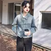 Chaqueta Vaquera Corta Retro con Cuello de Solapa para Mujer, Nueva Elegante Chaqueta Casual Holgada para Figuras Menudas, Primavera 2025