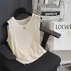 Chaleco de Punto Elegante sin Mangas de Cuello Redondo Hueco de Cáñamo de Alta Calidad Estilo Old Money Francés para Mujer