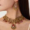 Moda europea y americana transfronteriza estilo étnico de Oriente Medio retro hueco temperamento simple exagerado conjunto de collar y pendientes para mujer joyería