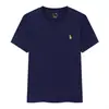 Camiseta de Manga Corta para Hombre de Comercio Exterior de Verano Rl con Logo de Caballo, Color Sólido, Corte Ajustado, Bordada, Talla Europea, Logo Olo, Algodón Puro, Cuello Redondo, Versátil P