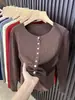 Cárdigan de punto trenzado, cuello redondo, con botones, estilo coreano y japonés, para mujer, nueva prenda exterior casual y versátil de otoño/invierno, azul marino