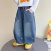 Jeans Bordados de Estrella de Cinco Puntas Estilo Coreano para Niñas Estilo Primavera/Otoño 2026 Nuevos Pantalones Largos de Moda Elegantes para Niñas Pequeñas