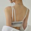 Ropa interior todo en uno con copa trasera hermosa para niña, Camiseta delgada a rayas con tirantes dobles para mujer, Sujetador deportivo strapless para pecho pequeño