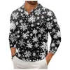 Camisa de botones estampada de nuevo estilo transfronteriza, polo casual de manga larga con estampado digital para hombre