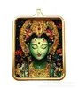 Acero de titanio Colgante caja Xizang Thangka al por mayor pintado a mano grado oro verde collar Thangka madre oro no se decolora