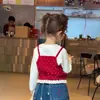 Top de encaje a cuadros súper lindo y elegante para bebés, dulce camiseta de manga larga, base de otoño de imitación de dos piezas