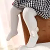 Meia-calça feminina primavera e outono fina meia-calça branca para bebê meia-calça com laço para bebê leggings infantis