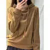 Camiseta básica de manga longa com capuz estilo vintage para outono e inverno 2024, top moletom casual macio, confortável e versátil para mulheres