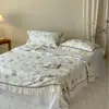 Conjunto de Colcha de Verão Antibacteriana de Algodão e Linho Lavado de Alta Qualidade com Colcha Estampada para Primavera/Outono, Borda 100% Algodão, Colcha Fina Feminina