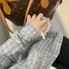 Camisa Chaqueta a Cuadros Retro Americana para Mujer Primavera y Otoño 2025 Nuevo Estilo Universitario Holgada Adelgazante Manga Larga Versátil