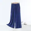 Pantalonas Largas com Bolsos de Modal Novas da Primavera 2025 Casuais de Cintura Alta Tamanho Plus Size para Gordinhas Verão Cor Sólida