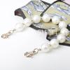 Nueva cadena de cuentas estilo Chanel con perlas artificiales, elegante, de mano. Cadena de cuentas de tela hecha a mano, bolsa de maquillaje de boca dorada para manualidades DIY, cinturón para teléfono móvil