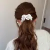 Goma para el pelo de satén perlado de alta gama coreana con pedrería, suave y a la moda, simple para coleta alta o moño para mujeres