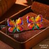 Aretes de esmalte francés vintage nicho serie pintura al óleo alta aretes de perla natural nicho aretes de aguja de plata al por mayor