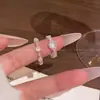 Anel Aberto Exquisito Pedra Olho de Gato Super Feérico para Mulheres, Design de Nicho de Alta Qualidade, Anel Ajustável para Dedo Indicador, Anel Empilhável