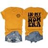 Camiseta informal de manga corta con estampado europeo y americano a doble cara, estilo "mi mamá jugadora de voleibol", versátil y de cuello redondo.