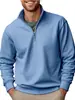 Blusas Masculinas Transfronteiriças Outono e Inverno Moda Casual Moletons Cor Sólida Versátil Gola Alta Tops com Zíper
