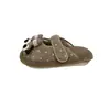 Pantuflas de invierno con lunares y suela gruesa para mujer, pantuflas de casa forradas de vellón, cálidas, esponjosas, estilo coreano 2026 dibujos animados