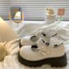 Zapatos Mary Jane de Cuero Pequeños con Lazo, Suela Gruesa y Tacón Grueso para Mujer, Nuevos de Verano, Versátiles, Estilo Británico, Mocasines Franceses Bajos