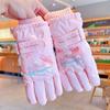 Guantes de esquí para niños Sanrio Kulomi de invierno para bebés, bonitos, cálidos, forrados con vellón, gruesos, impermeables para la nieve para niñas.