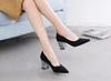 Zapatos Individuales de Tacón de Bloque con Lentejuelas de Punta Versátil de Primavera para Mujer Ol Lugar de Trabajo Tacones Altos Versátiles Zapatos de Trabajo Venta al por Mayor