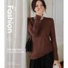 Ropa de Maternidad Otoño e Invierno Nuevo Estilo Color Puro Terciopelo de Doble Cara Cálido Cubre Vientre de Madre Embarazada Aspecto Adelgazante Tendencia en Ropa de Trabajo Camiseta Básica