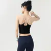 Top de yoga sin costuras de alta elasticidad con cuello cuadrado para mujer, con tirantes finos, sujetador deportivo largo, transpirable, adecuado para fitness y correr