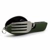 Vajilla combinada plegable de acero inoxidable al por mayor, cuchillo y tenedor desmontables de tres aperturas, cuchara, vajilla multifunción para viajes y camping
