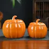 Calabaza Artificial de Halloween Fruta y Verdura Cerámica Tarro Sellado para Té Pequeños Adornos Polvo de Incienso Utensilios para Velas Botellas Vacías