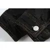 Chaqueta de Mezclilla Negra Resistente Estilo Retro Americano de Moda Chaqueta de Mezclilla Casual para Hombre Ab1164